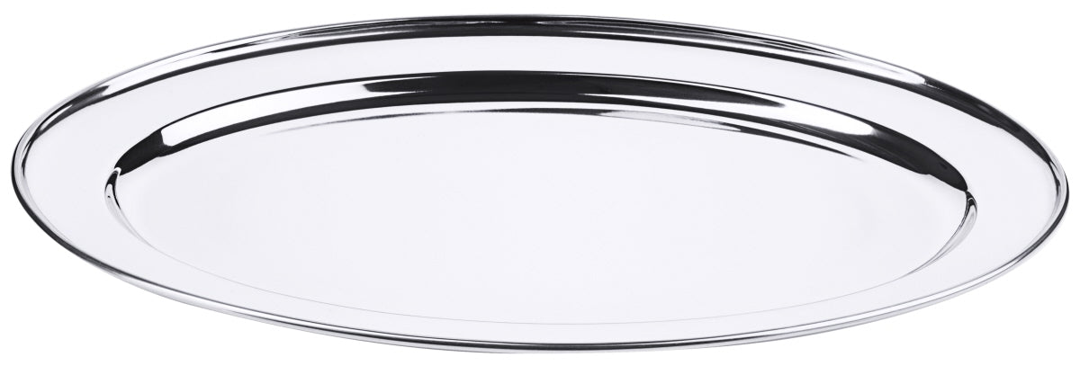 Leere ovale Servierplatte aus Glas