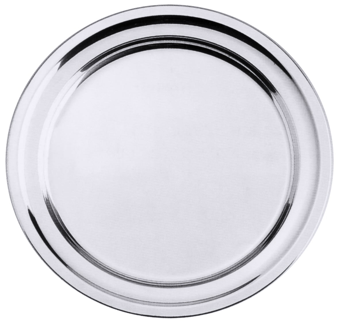 Runde Edelstahl-Servierplatte für Gastronomie.