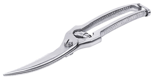 Silberne Geflügelschere aus Metall.