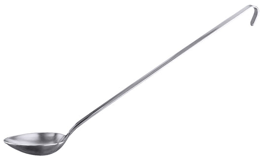 Silberner Schöpflöffel mit Haken.