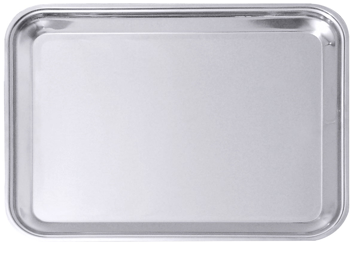 Leeres Edelstahltablett für Gastronomie