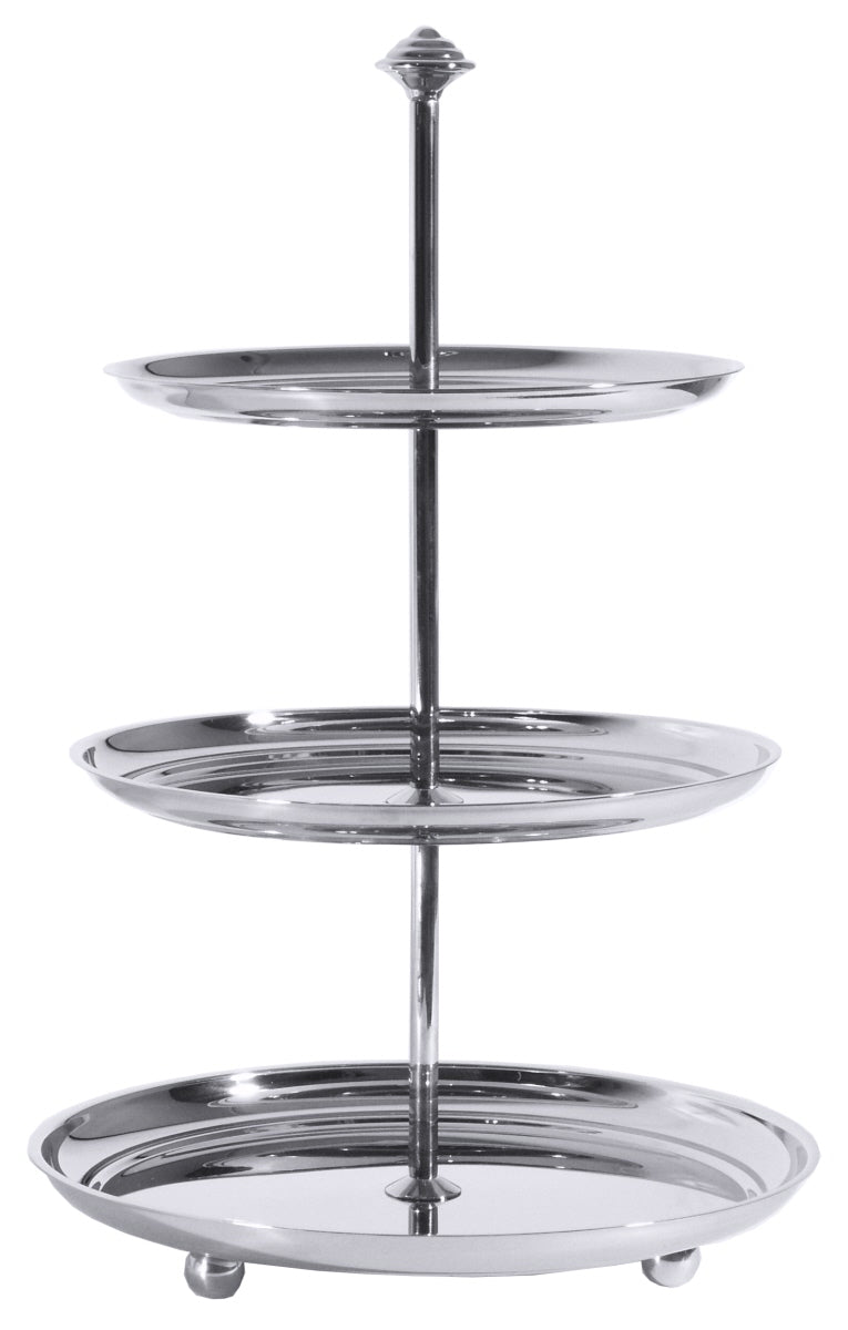 Dreistöckige Etagere aus Metall.
