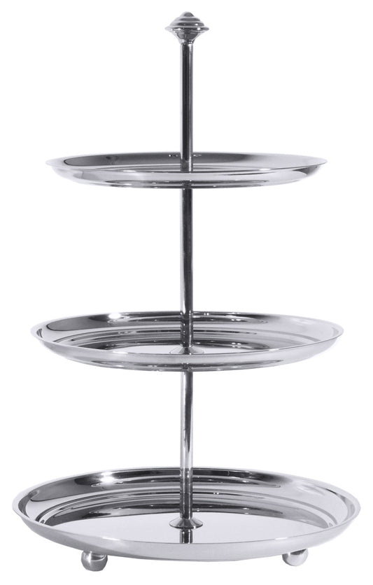 Dreistöckige Etagere aus Metall.