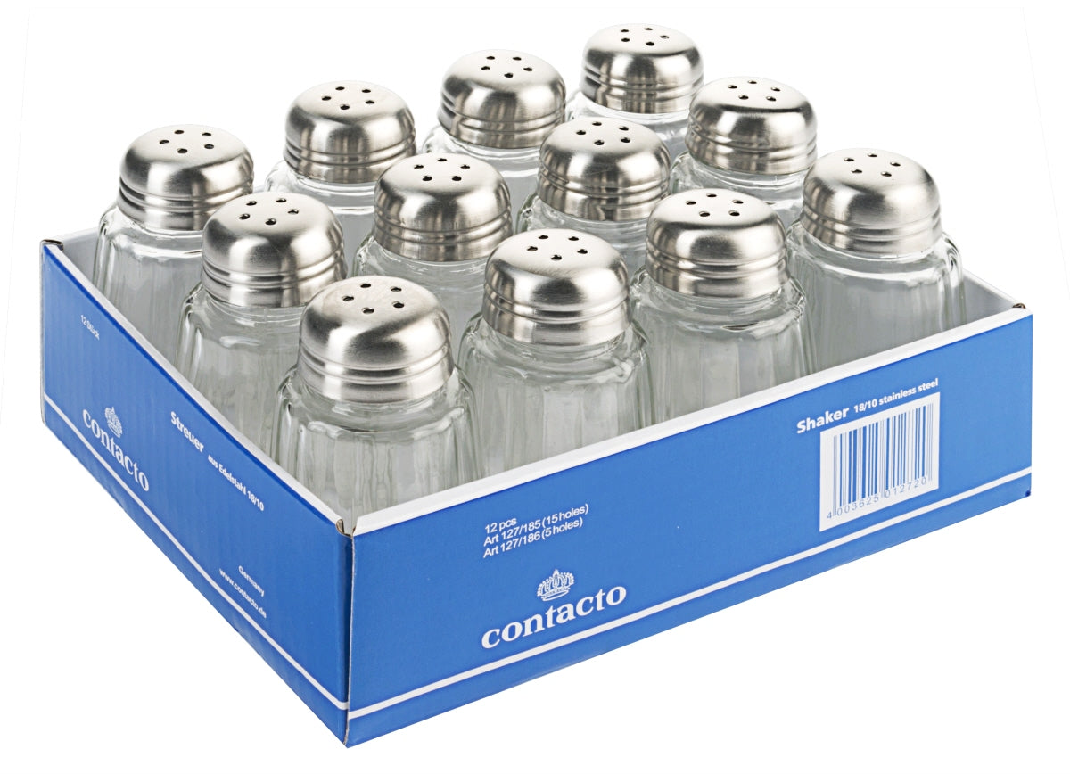 Salzstreuer in blauer Verpackung.