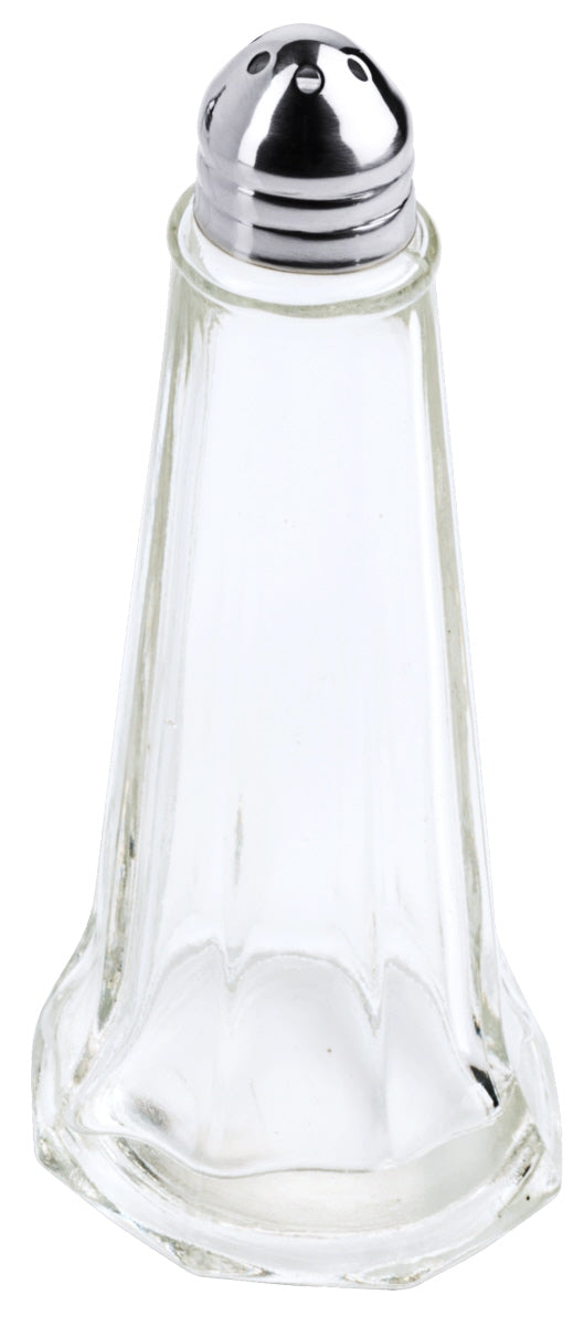 Zwei Glas-Salzstreuer mit Deckel.