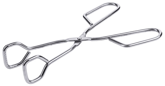 Silberne Servierzange aus Metall.