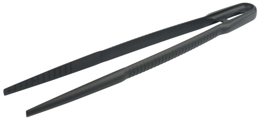 Schwarze Küchenpinzette aus Kunststoff.