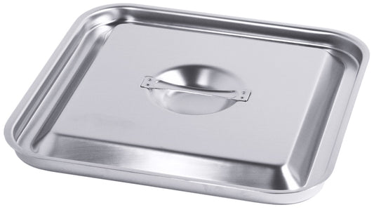 Edelstahl-Gastronomiedeckel mit Griff.