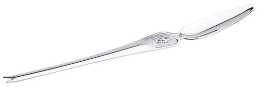 Silberne Hummergabel mit Gravur.