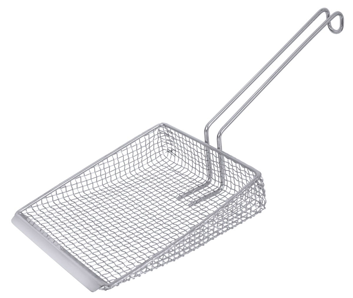 Frittierkorb mit Griff aus Metall.