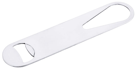 Flaschenöffner aus Edelstahl, schlicht.