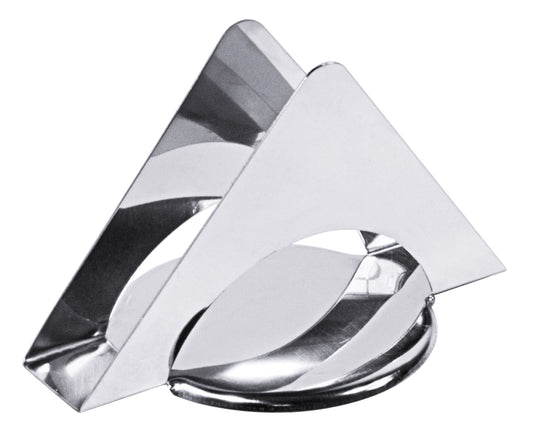 Silberner Serviettenhalter aus Metall.