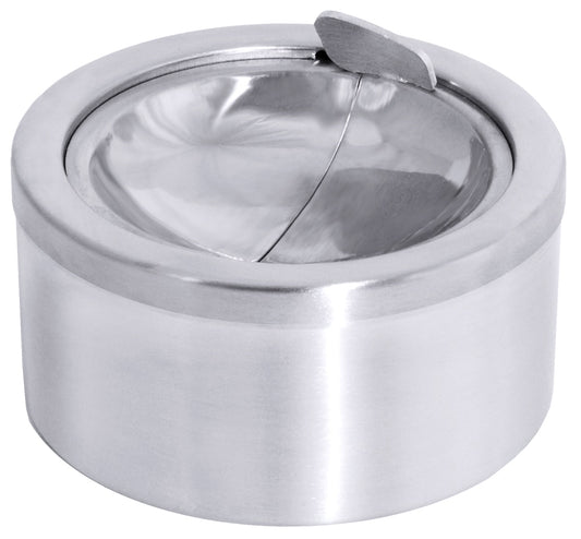 Silberner Aschenbecher mit Klappdeckel.