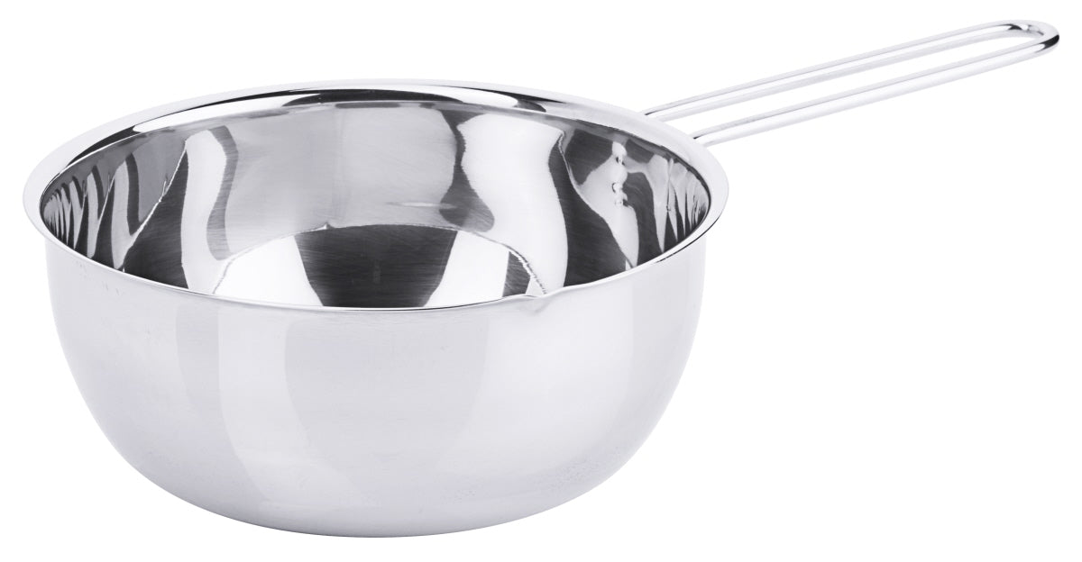 Edelstahlkasserolle mit langem Griff