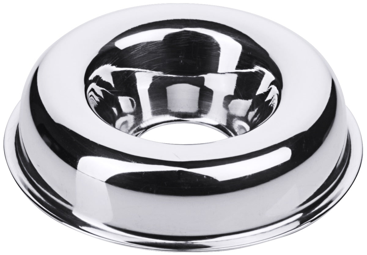 Silberner Flaschenhalter aus Metall.
