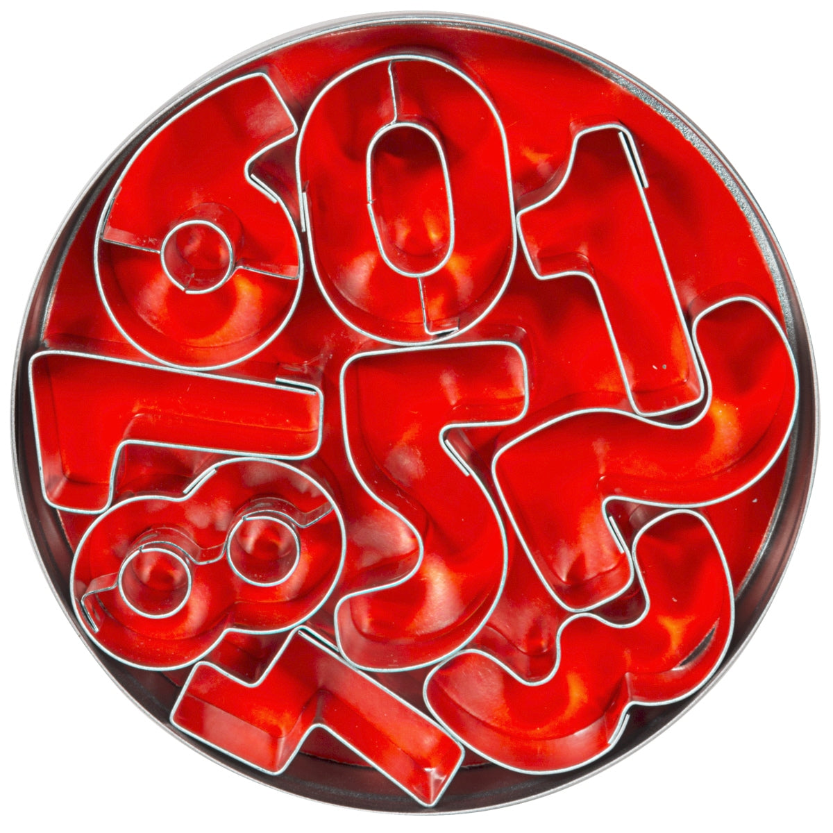 Rote Zahlen-Ausstechformen in Dose.