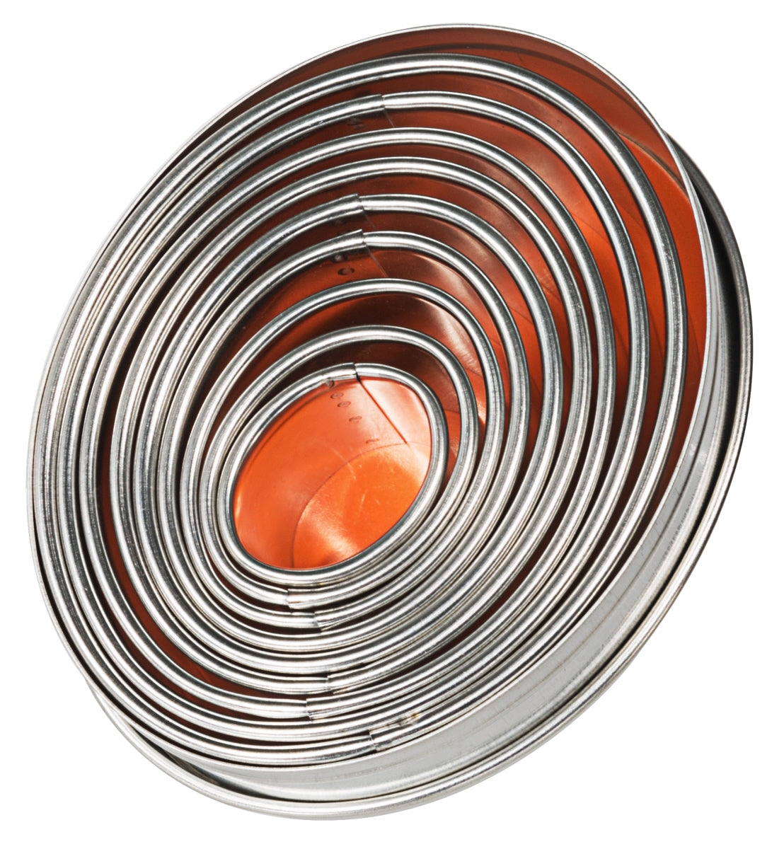 Verschachtelte runde Metallschalen.