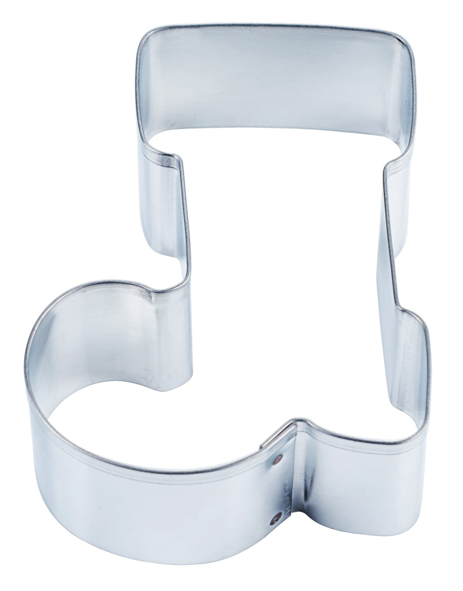 Metall-Ausstechform in Stiefelform.