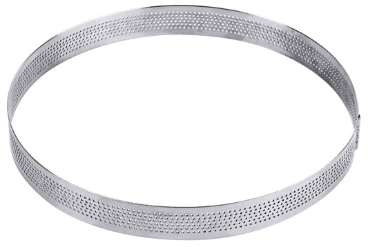Runder, perforierter Backring aus Metall.