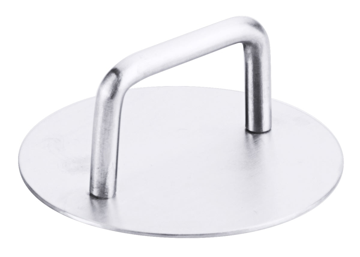 Runder Grillpressen-Deckel aus Metall.