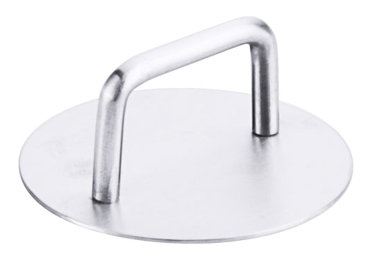 Runder Grillpressen-Deckel aus Metall.