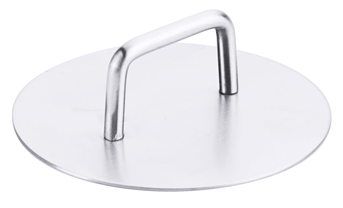 Runder Grillpressen-Deckel aus Metall.