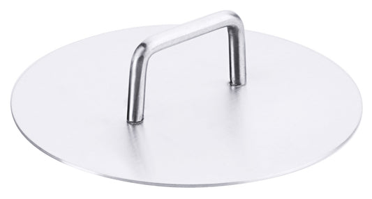 Runder Grillpressen-Deckel aus Metall.