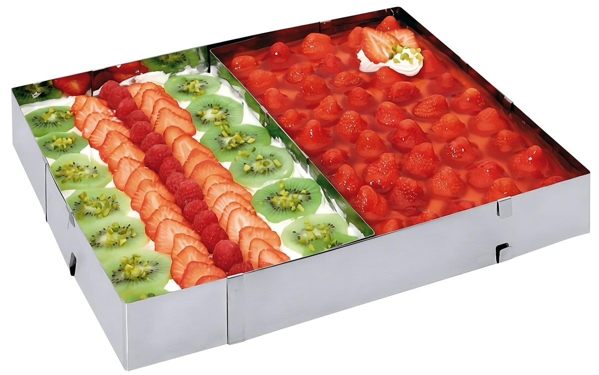Obstkuchen in rechteckiger Form.