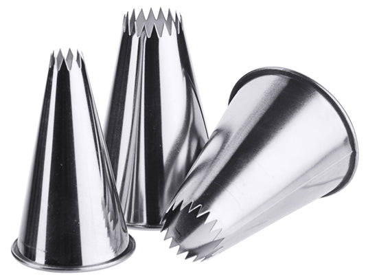 Drei Spritztüllen aus Metall