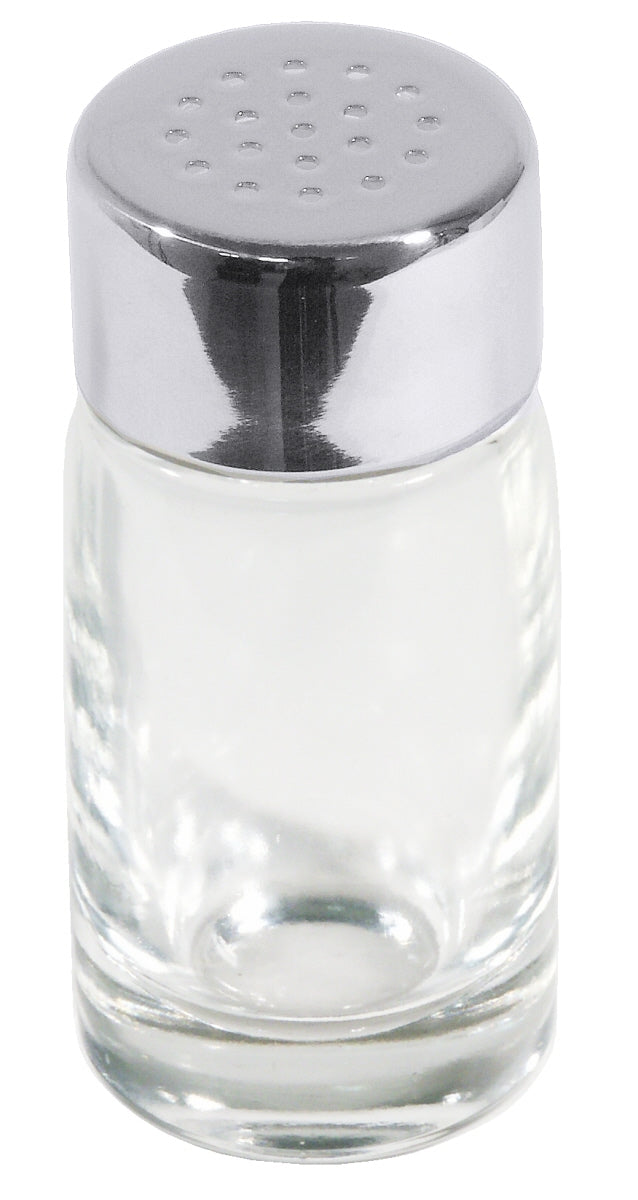 Glasstreuer mit Metallverschluss.
