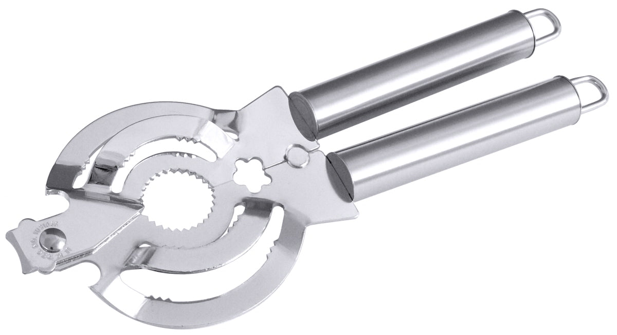 Metallischer Dosenöffner mit Griffen.