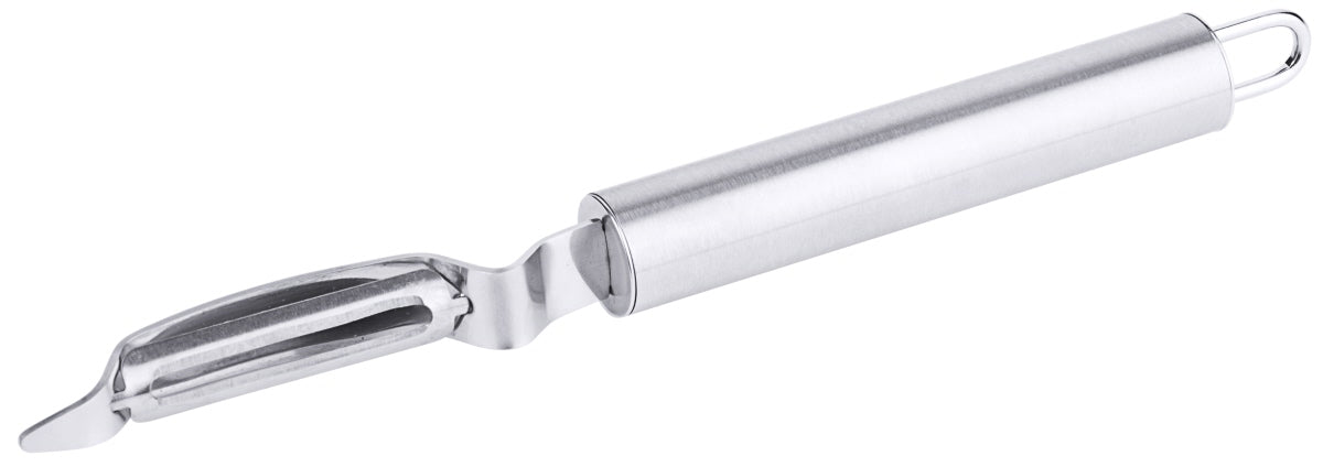Metallischer Sparschäler mit Griff.