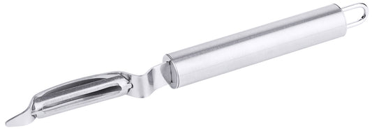 Metallischer Sparschäler mit Griff.
