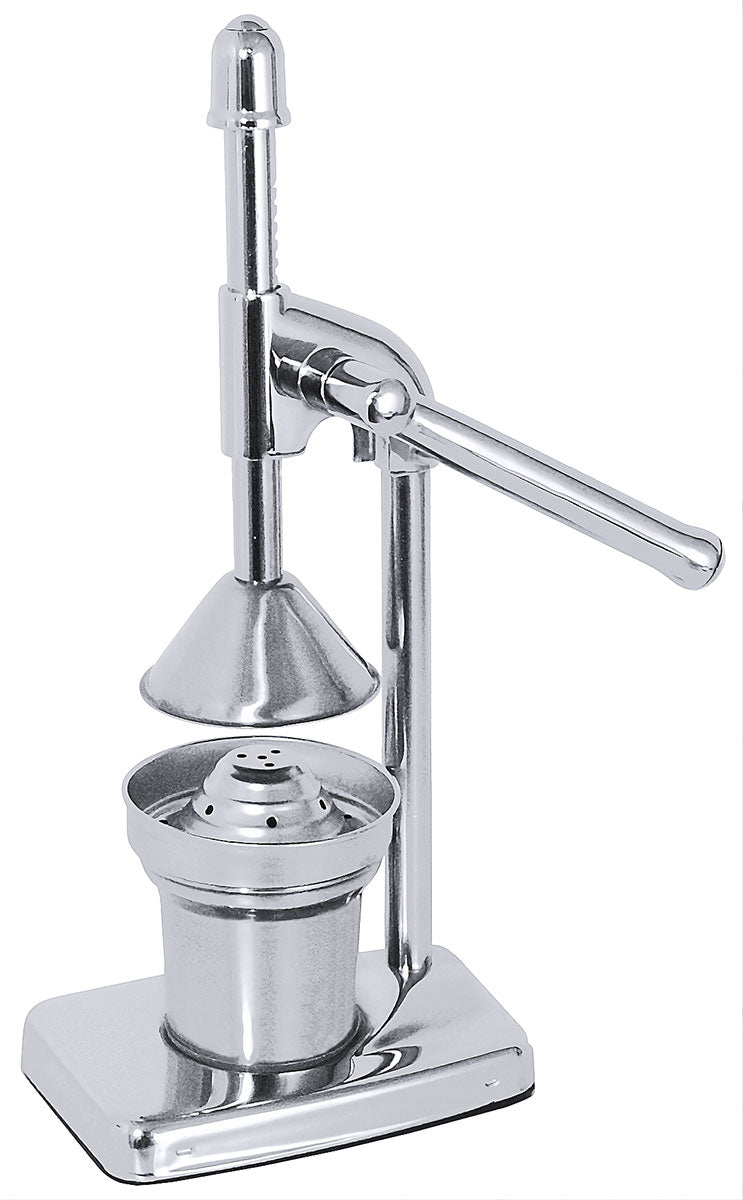 Manuelle Saftpresse aus Metall.