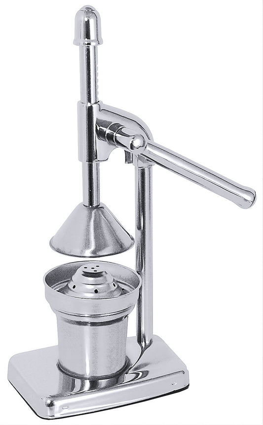 Manuelle Saftpresse aus Metall.