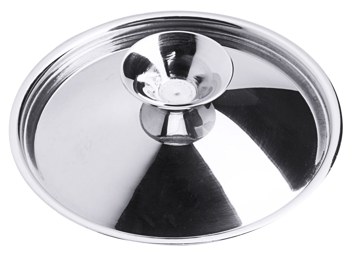 Edelstahl-Deckel mit Grifföffnung.