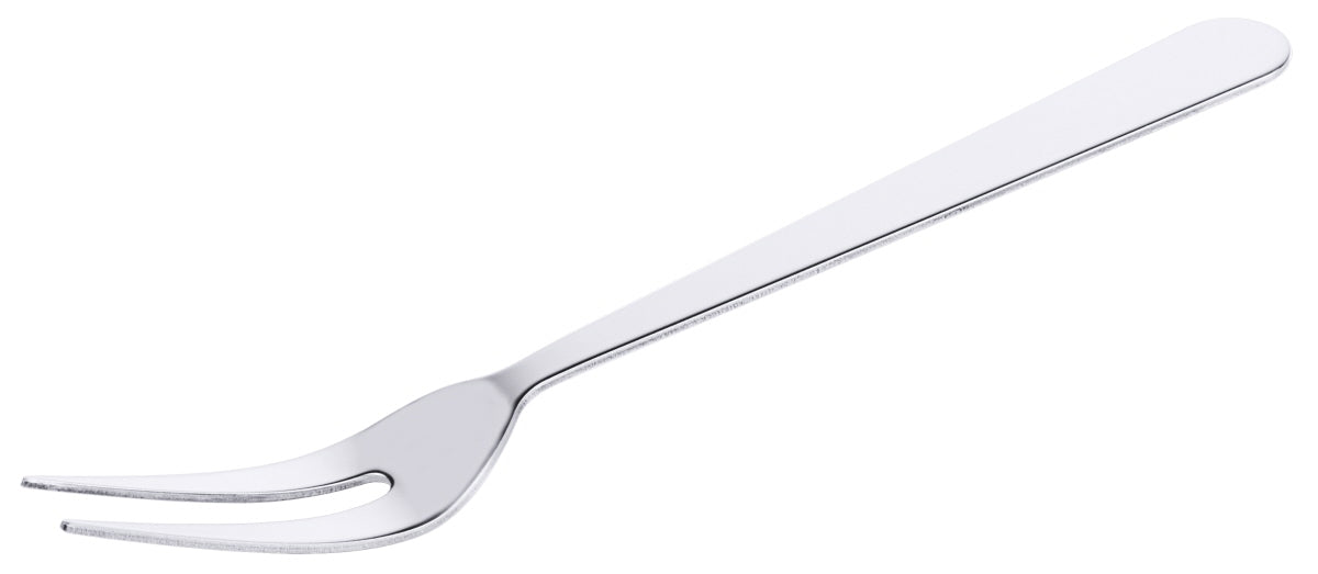 Silberne Fleischgabel mit zwei Zinken.