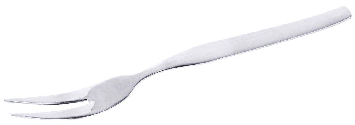 Silberne Fleischgabel mit zwei Zinken.