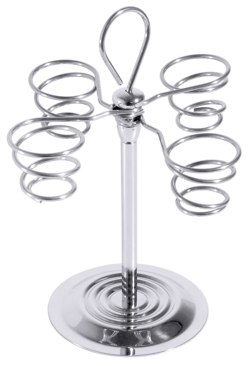 Edelstahl-Eierbecher mit Spiralen.