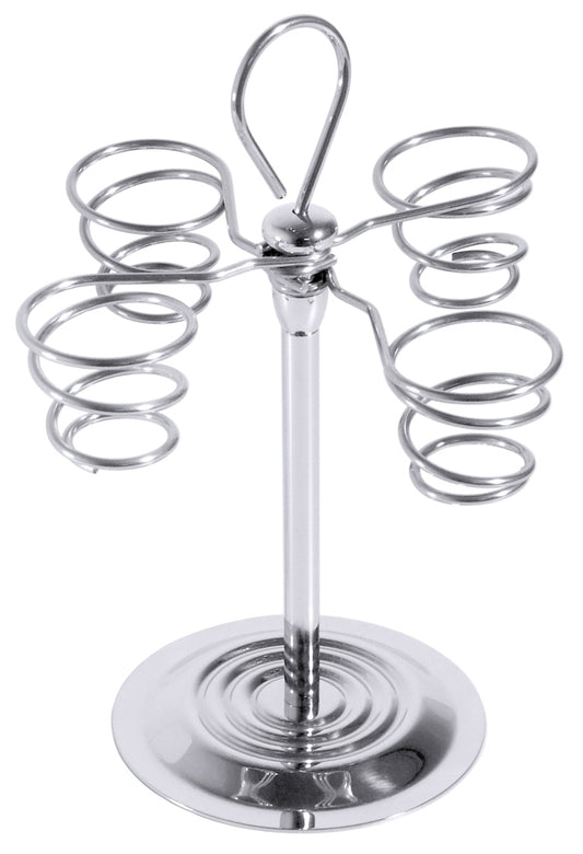 Edelstahl-Eierbecher mit Spiralen.