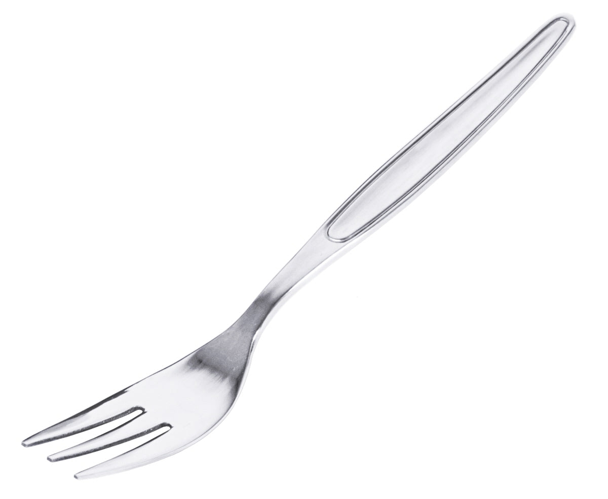 Silberne Gabel mit drei Zinken.