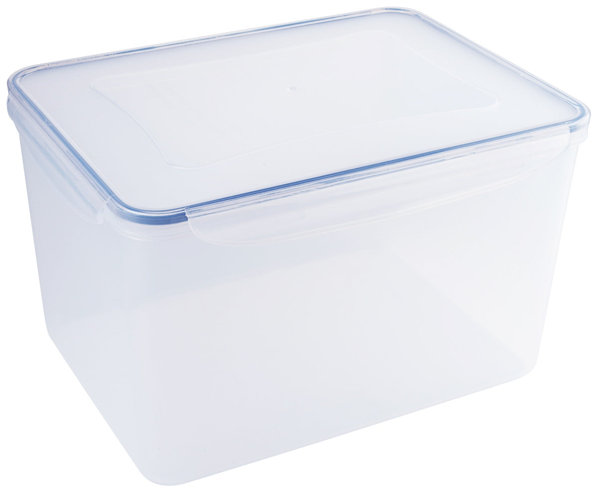 Transparente Kunststoffbox mit Deckel.