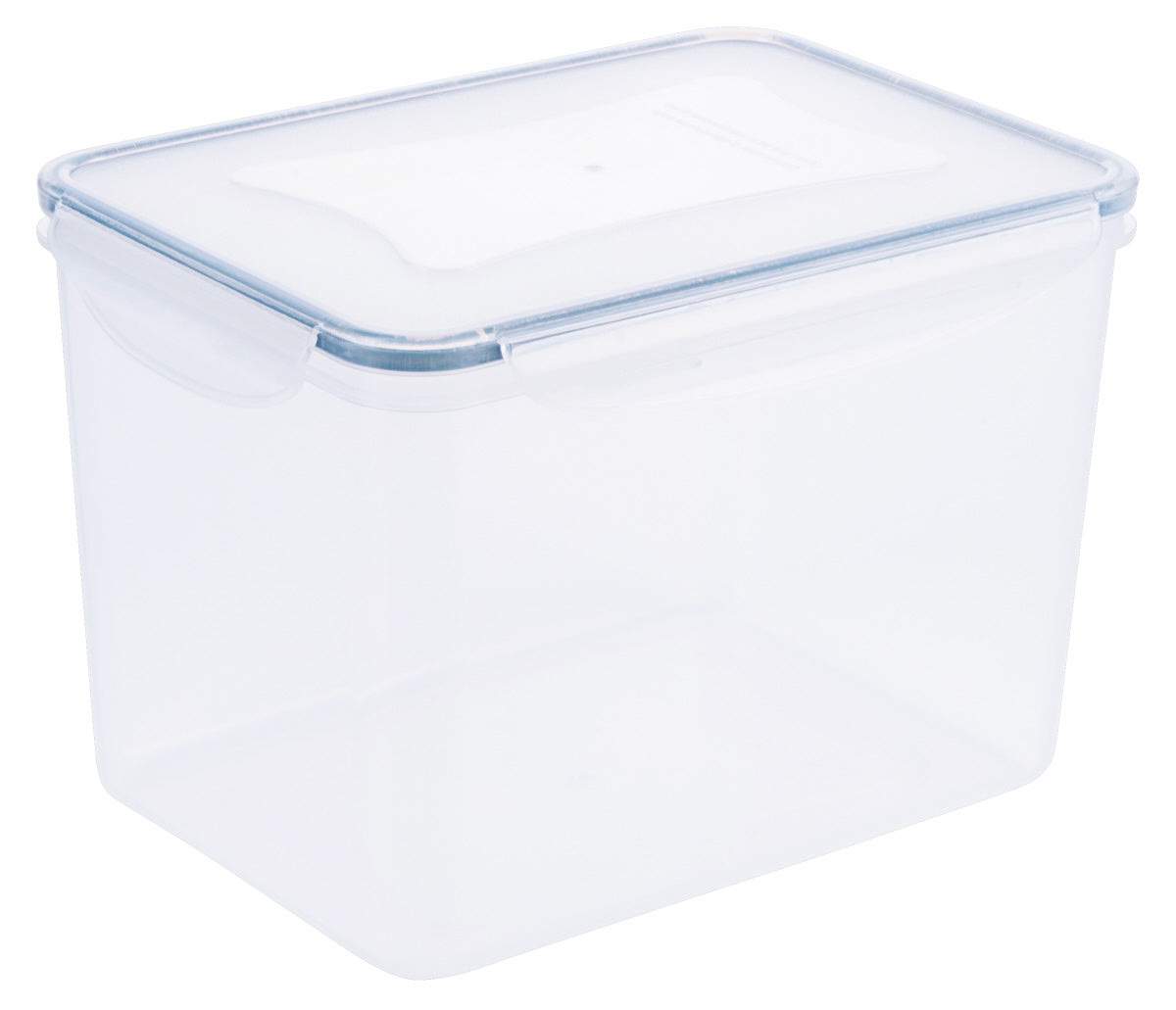 Transparente Kunststoff-Aufbewahrungsbox mit Deckel.