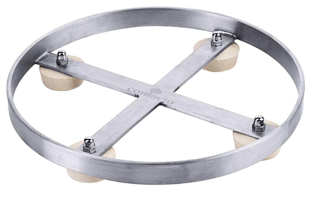 Topfuntersetzer aus Metall mit Rollen.