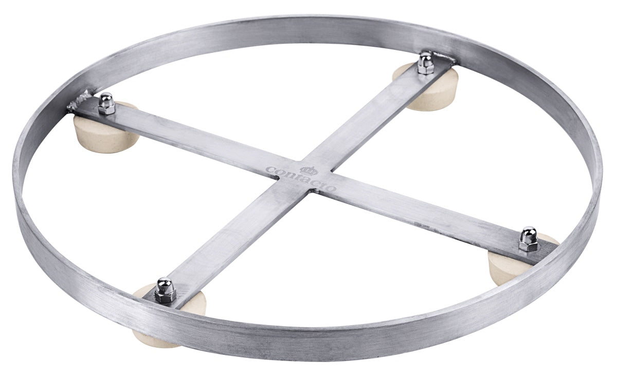 Topfuntersetzer aus Metall mit Rollen.