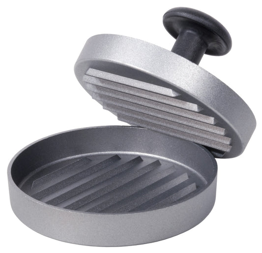 Burgerpresse aus Metall geöffnet.