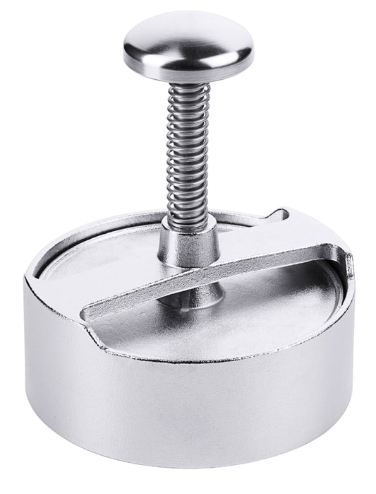Runder Burgerpresse aus Metall.