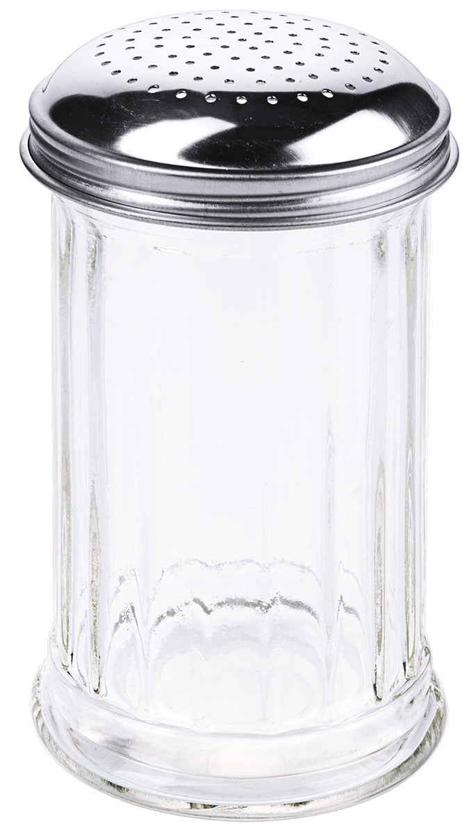 Glasstreuer mit Metallverschluss.