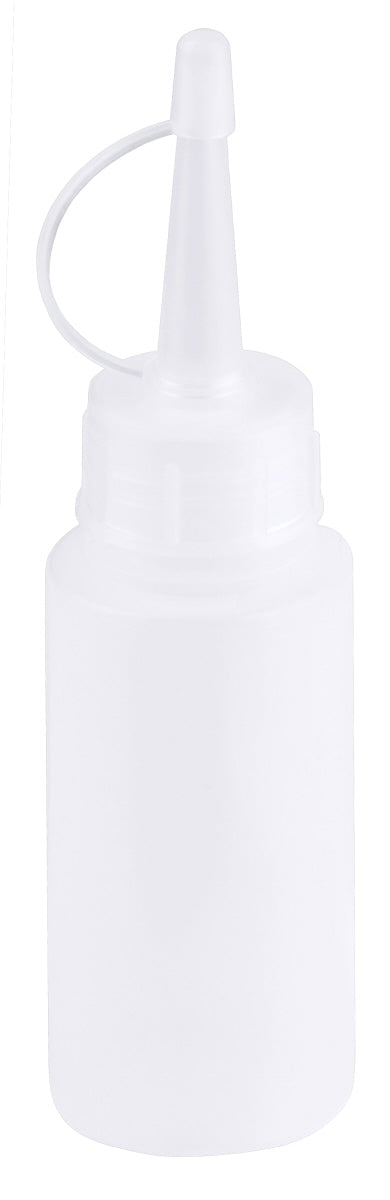 Transparente Quetschflasche mit Deckel.