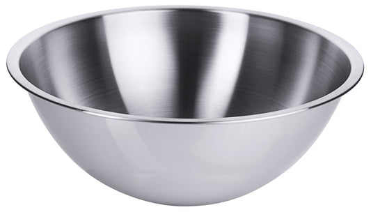 Metallschüssel aus Edelstahl, glänzend.